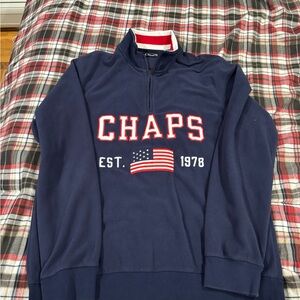 Chaps Navy Half-Zip Pullover with Red & White Accent